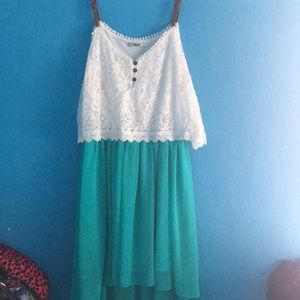 Mint & White High Low Dress